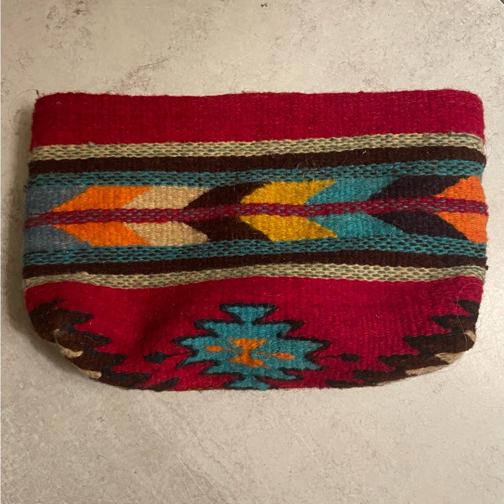 Manos Zapotecas 100% Wool Makeup Bag/ Clutch 11” X 6” Handmade Mexico